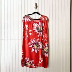 Garnet Hill Womens 6 Orange Floral Shift Dress